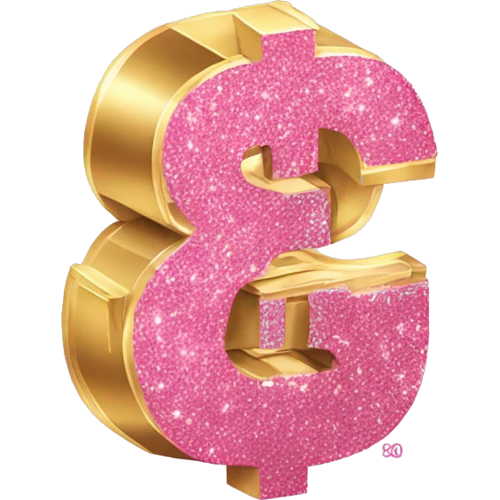 Pink glitter dollar emoji