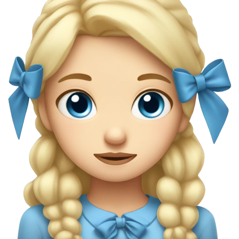 Blonde girl, blue eyes, sleepy, end so cute with bows emoji