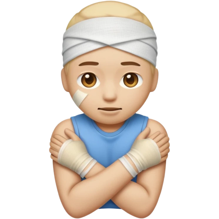 сделай на белом фото эмодзи человечек с ногой забинтованной колено emoji