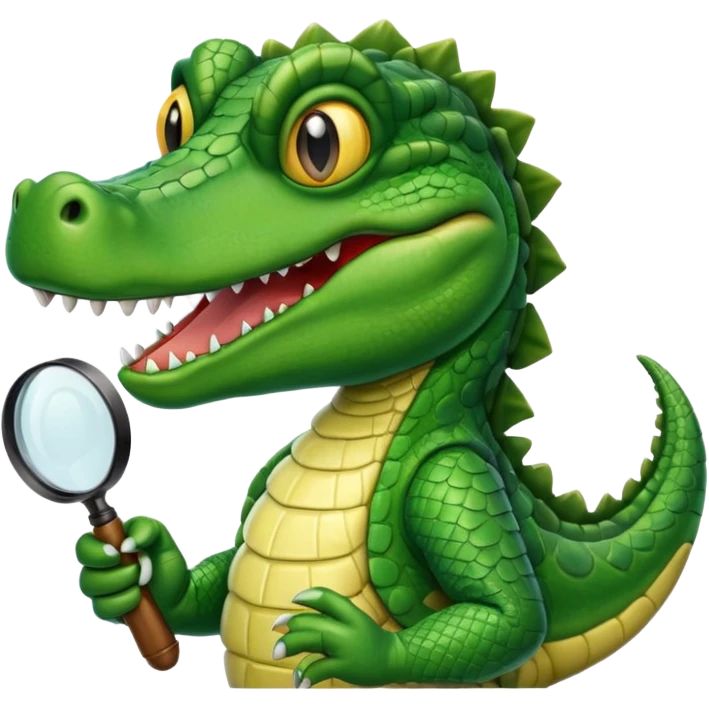 A gator with a magnifying glass emoji