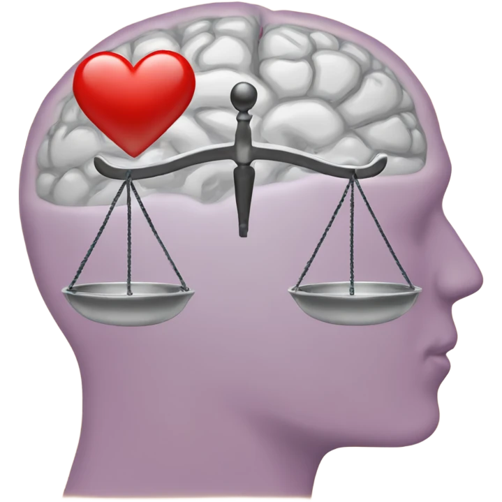 scales on one side of the brain and the heart on the other  emoji