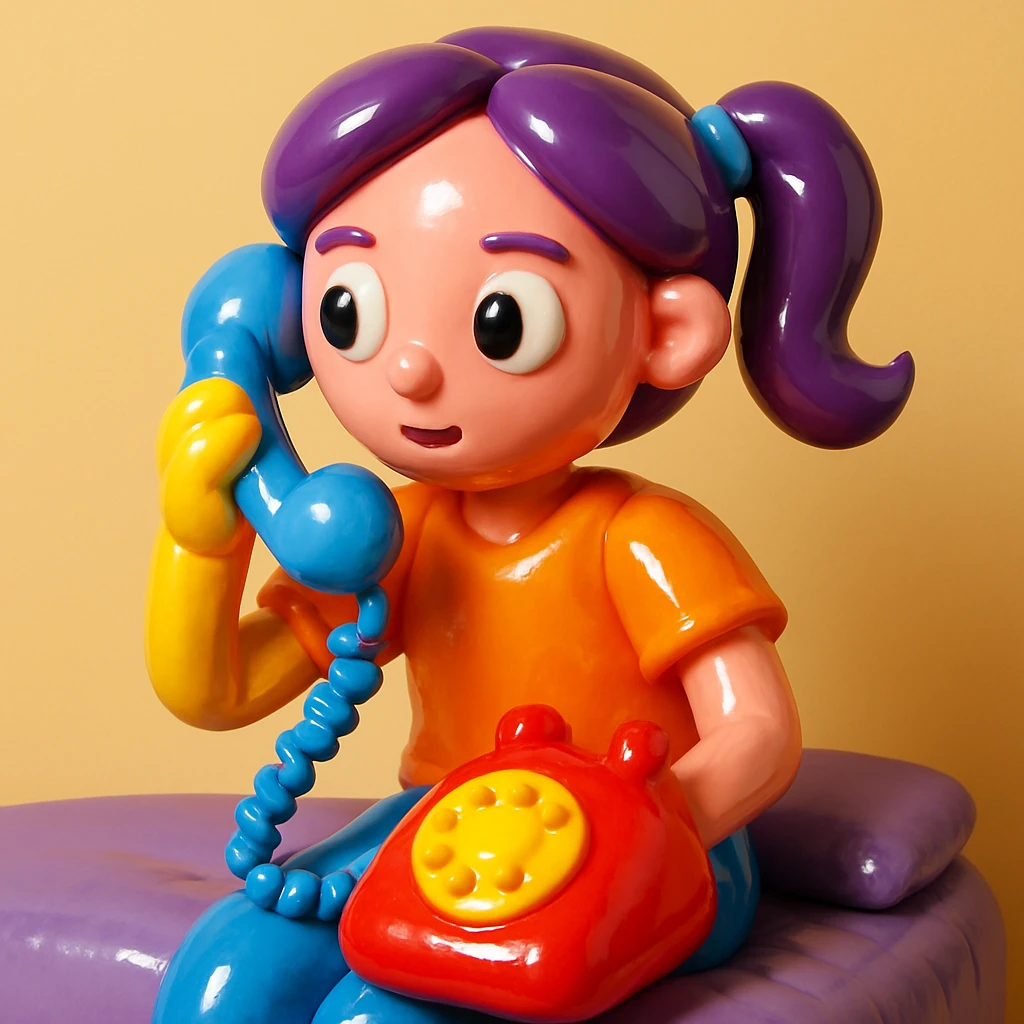 girl talking on telephone in her room emoji