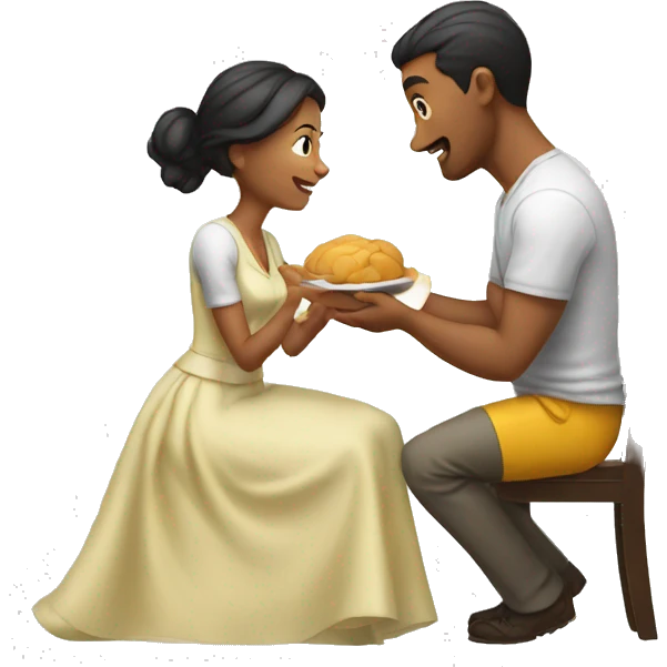 Wife gives husband food emoji