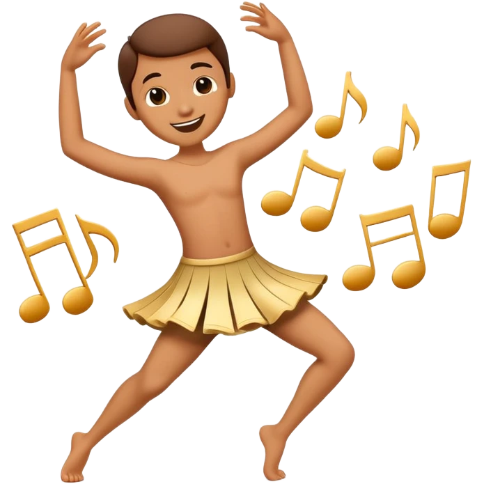 happy character dancing with music notes emoji