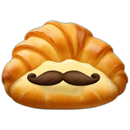 croissant with moustache emoji