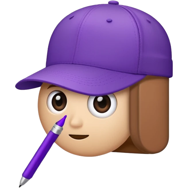 A plastic brown ball cap and the long rectangle purple. (With a pen) And looks like a BFDI style emoji
