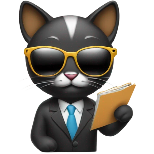 Create an emoji of the same cool cat (with sunglasses) checking off a simple list with its paw. The cat should look satisfied/pleased. Keep the same minimal style but make it look effortless and fun. Maybe add a tiny checkmark floating near its paw. emoji