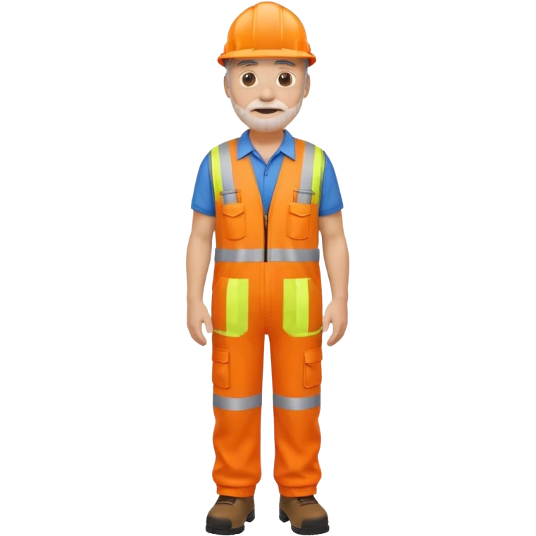 older engineer hi-vis orange overalls full body holding nothing emoji