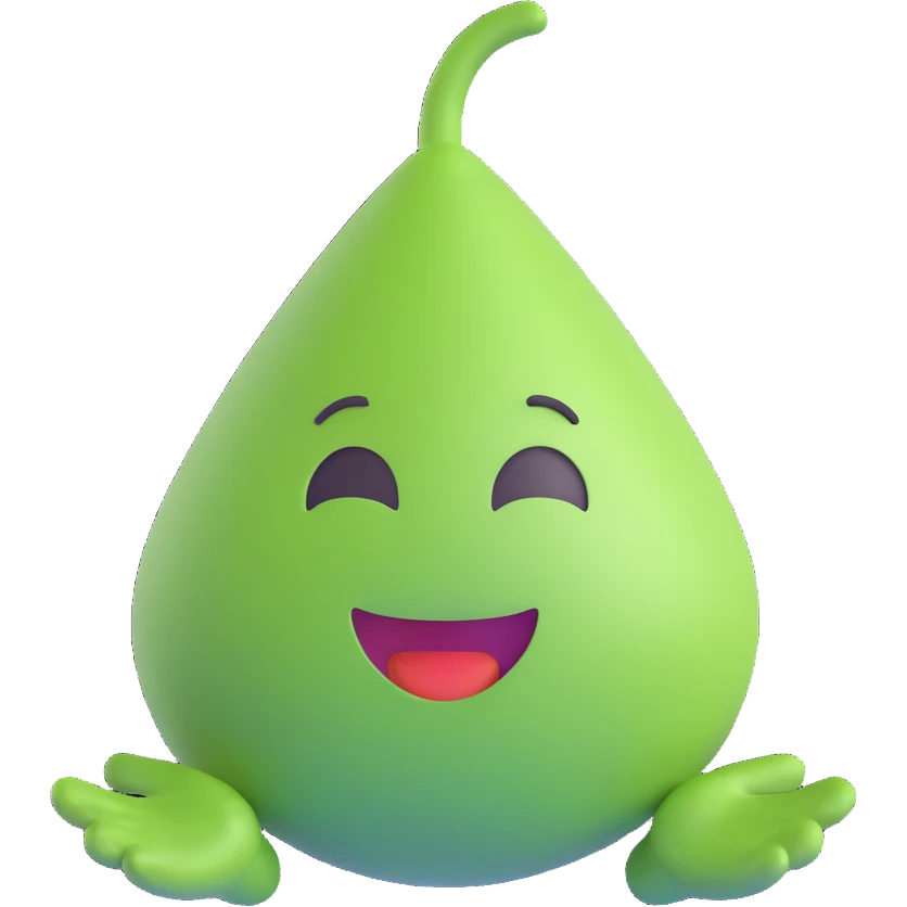 LFG emoji character in light green color, simple style, happy and inviting expression, no text emoji