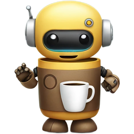 cute robot with a cup of coffee emoji