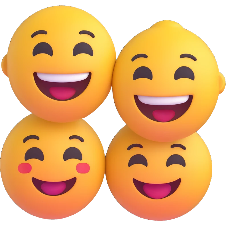 two best friends laughing, 3D emoji style emoji