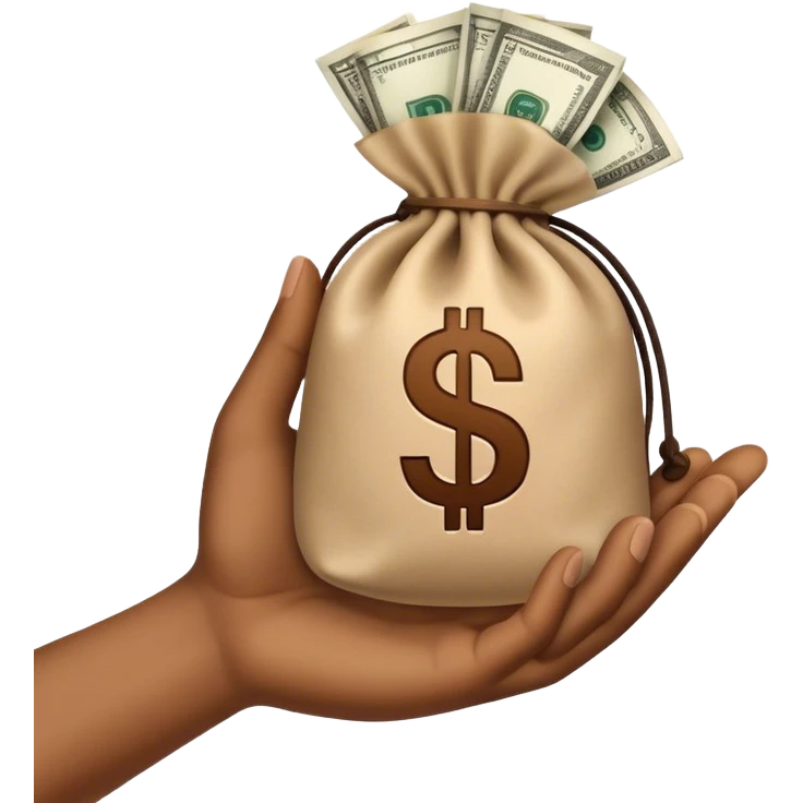 A hand with a bag of money on the pal emoji