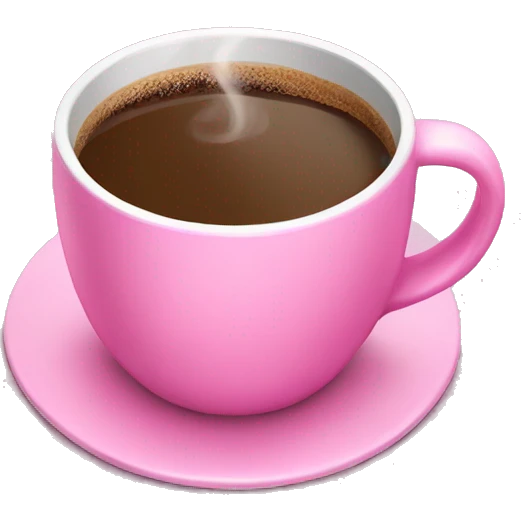 Pink mug with coffee emoji