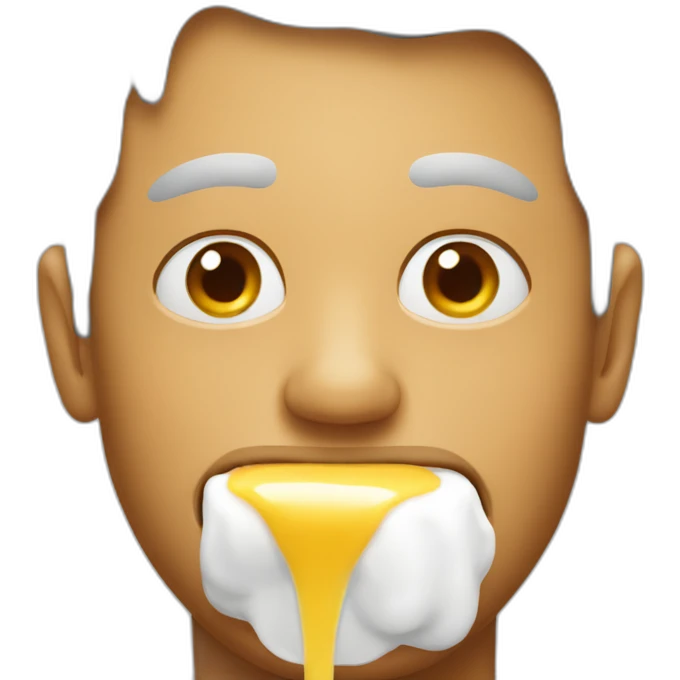man with mayonnaise in mouth dripping emoji