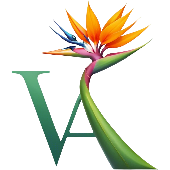 the flower the bird of paradise logo with the letter A emoji