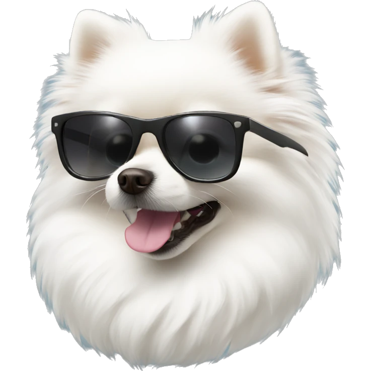 white pomeranian with sunglass emoji