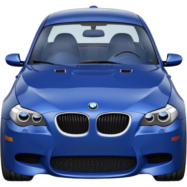 Pixar style 3D render of a cute, anthropomorphic dark blue BMW M5 E60 car. emoji