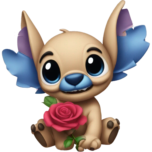 STITCH CON UNA ROSA emoji