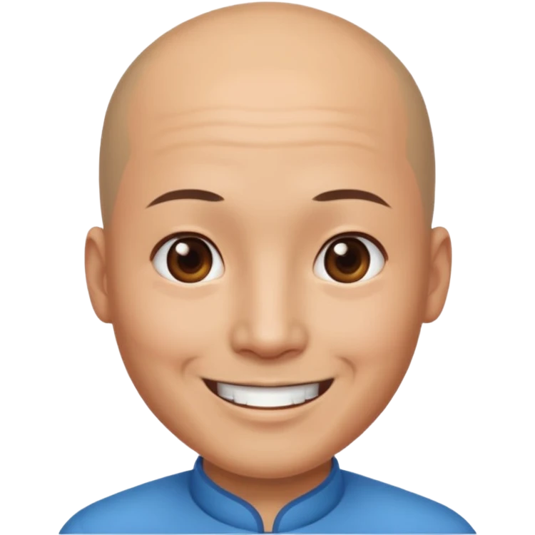 chineese man with a bald head and ponytail in the middle emoji