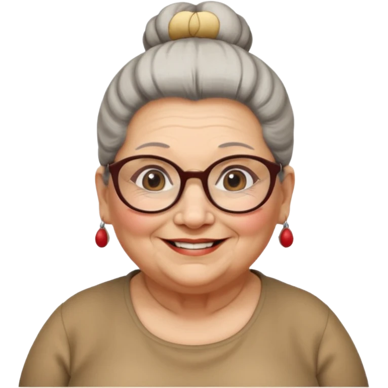 fat old woman with big bun hair and glassess, no earrings emoji