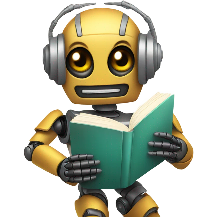 cute robot holds a book emoji