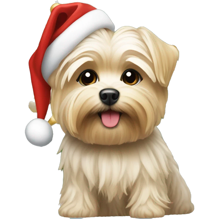 Morkie under Christmas tree  emoji