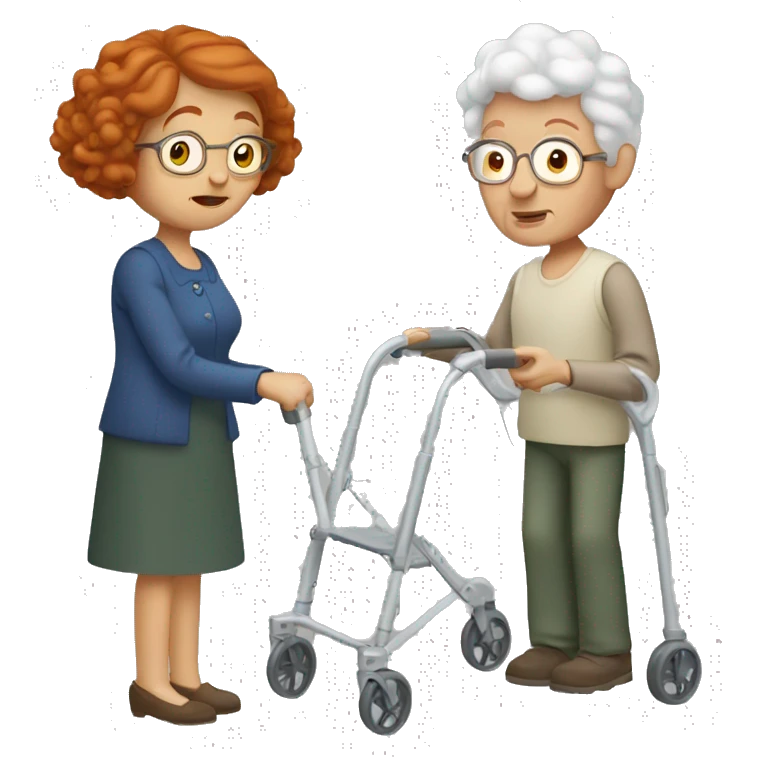 Redheaded grandma with walker emoji