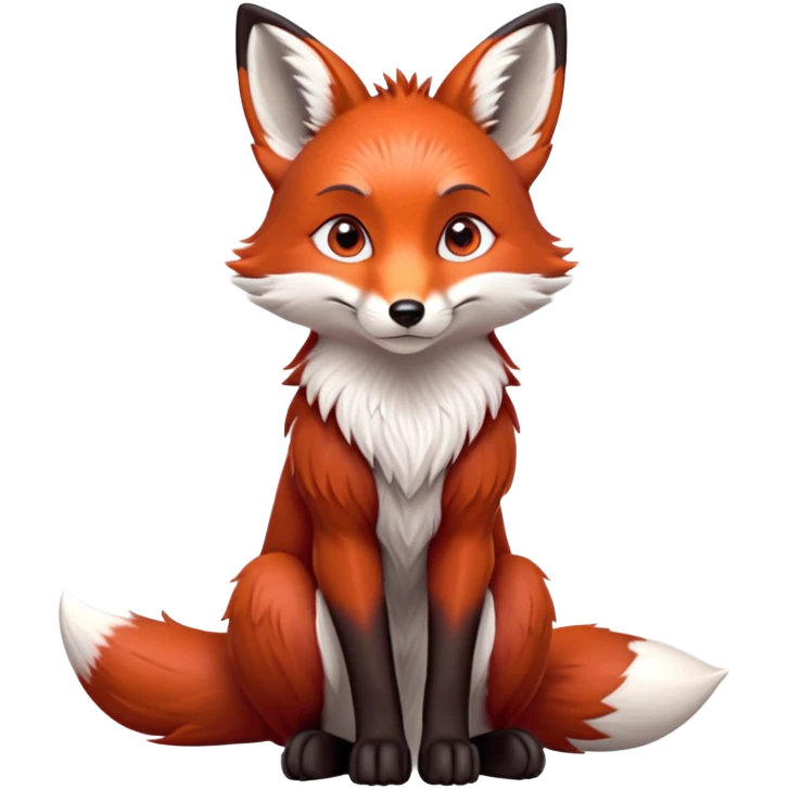 cinematic-noble [fox]-realistic-full-body-sitting-emoji,-tail-tucked-close,-head-tilted-dramatically,-fox-[red]-fur,-simplified-yet-realistic-focused-features,-highly-detailed,-glowing-with-an-almost-sarcastic-glow  expressive eyes emoji