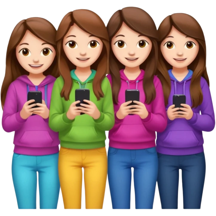 group of cute teenage girls with long hair emoji