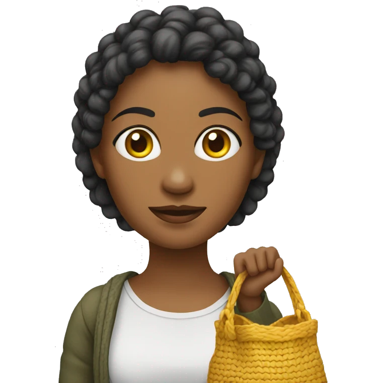 mulher com uma bolsa de trico emoji