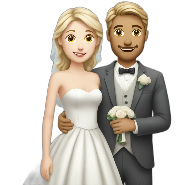 white couple marriage and holding gray cat emoji