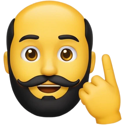 yellow emoji with a black beard, side-facing mouth, hand making a 'no' gesture, one eyebrow raised emoji