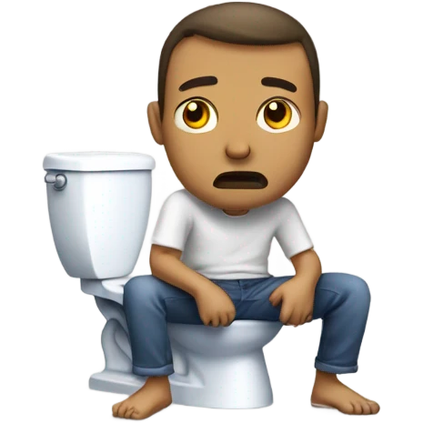 Man stuck on the toilet poopin emoji