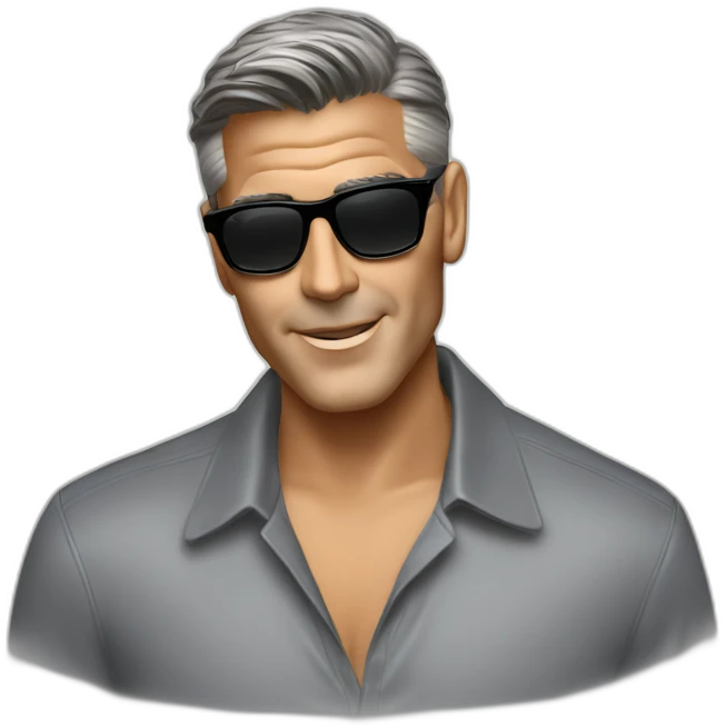 George Clooney with dark brown hair, a high fade, rayban wayfarer sunglasses emoji