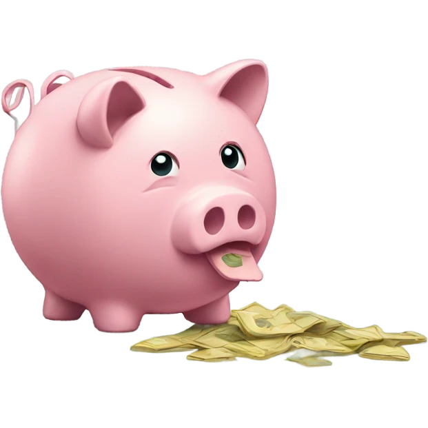 Empty and broken piggy bank sad emoji