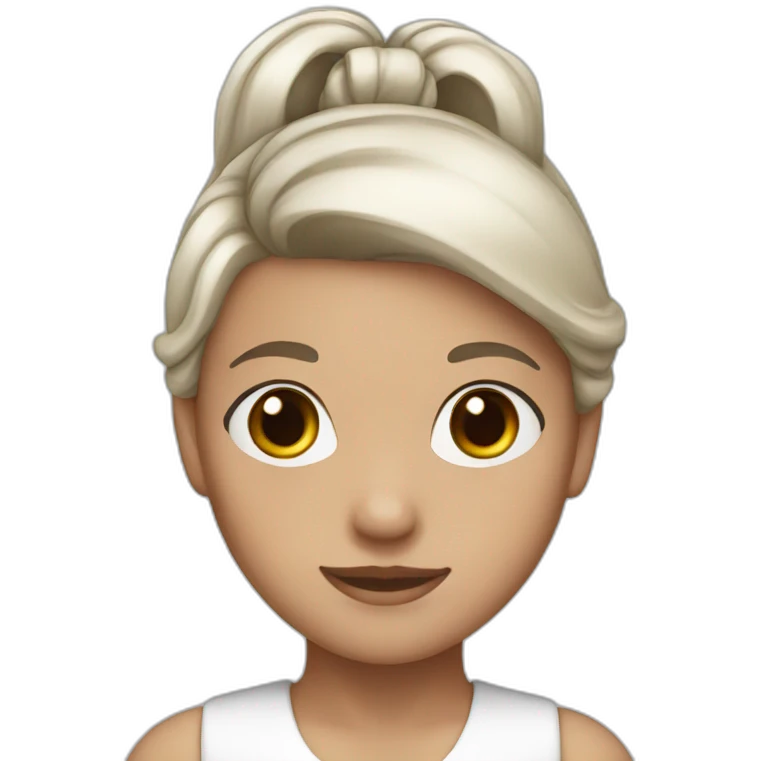 Girl with brown ponytail and white hairbow emoji