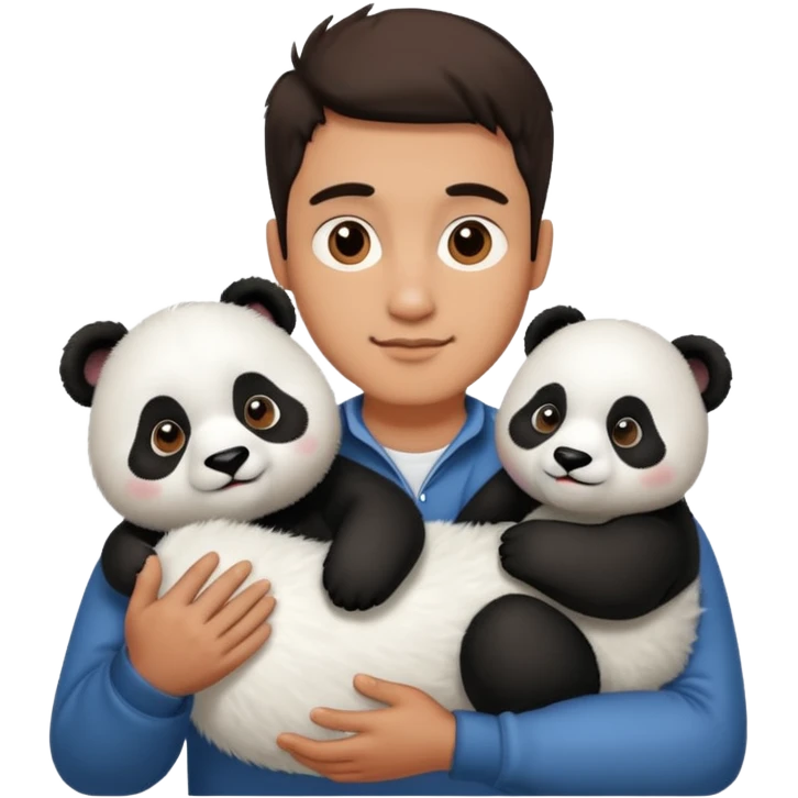 a man holding panda emoji