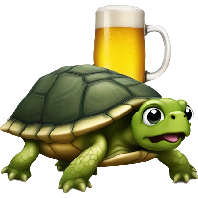 cross eyed turtle on its back with beer emoji