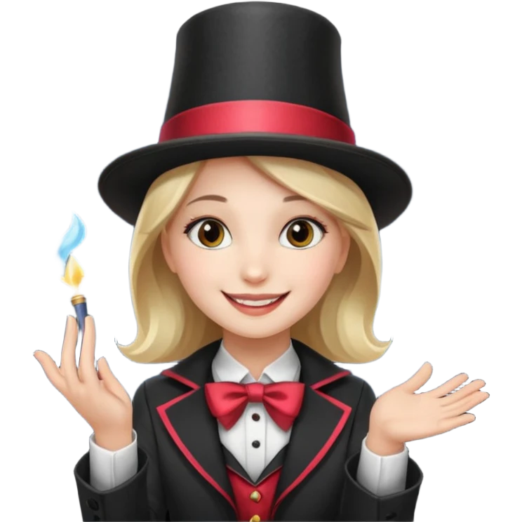 young girl magician performing a magic trick emoji