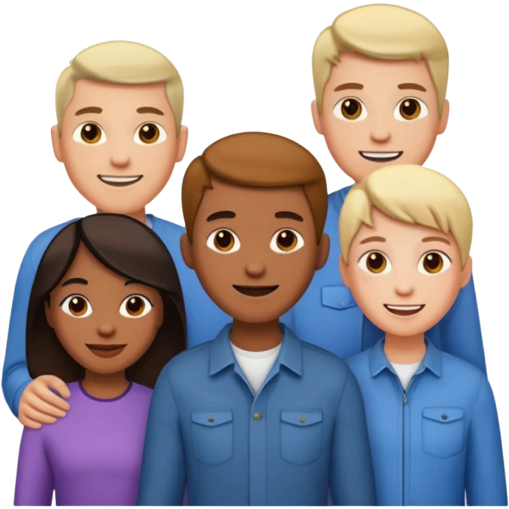 A line of 5 people standing, third variation emoji