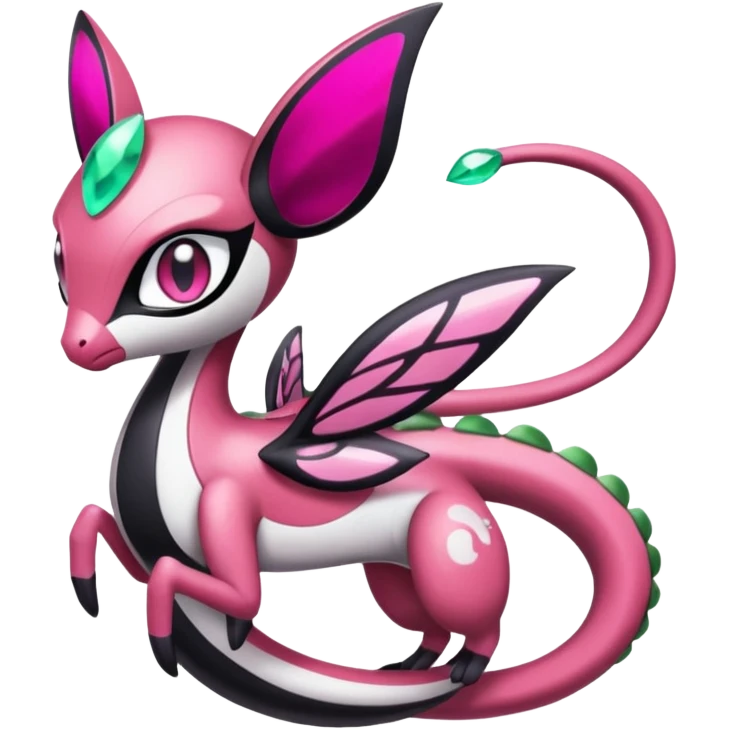 Sparkly glittery feminine girly Magenta, black and white Meloetta-Flygon-Gorebyss-Salazzle-Pokémon-Fakémon-creature-fusion-hybrid emoji