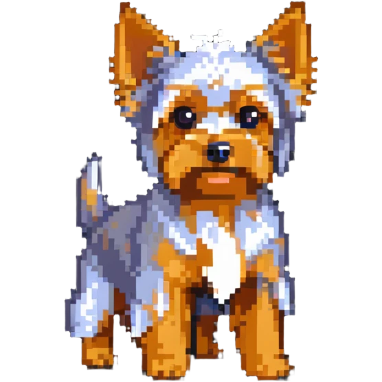 yorkshire terrier dog with small body, pointed ears, and silky fur emoji
