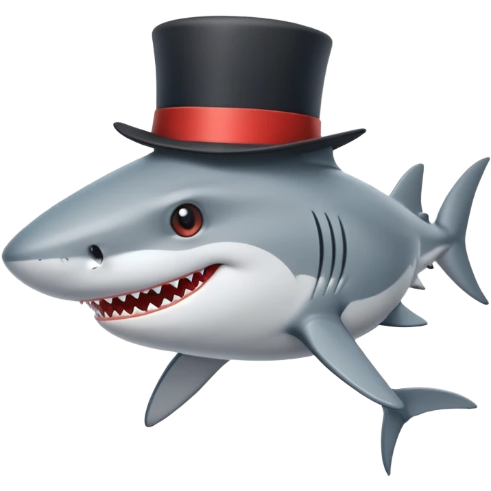 Shark with a top hat emoji