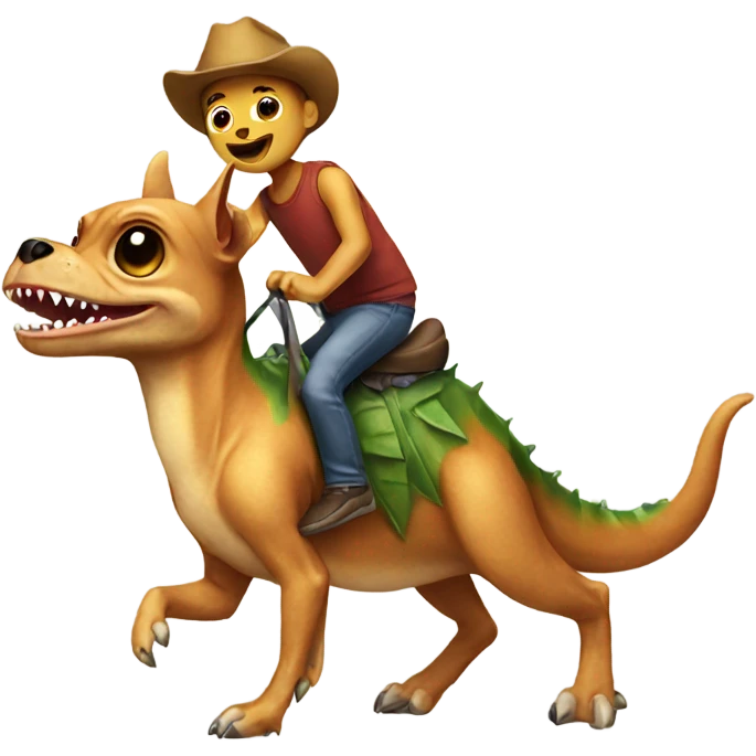 Chihuahua riding a dinosaur  emoji