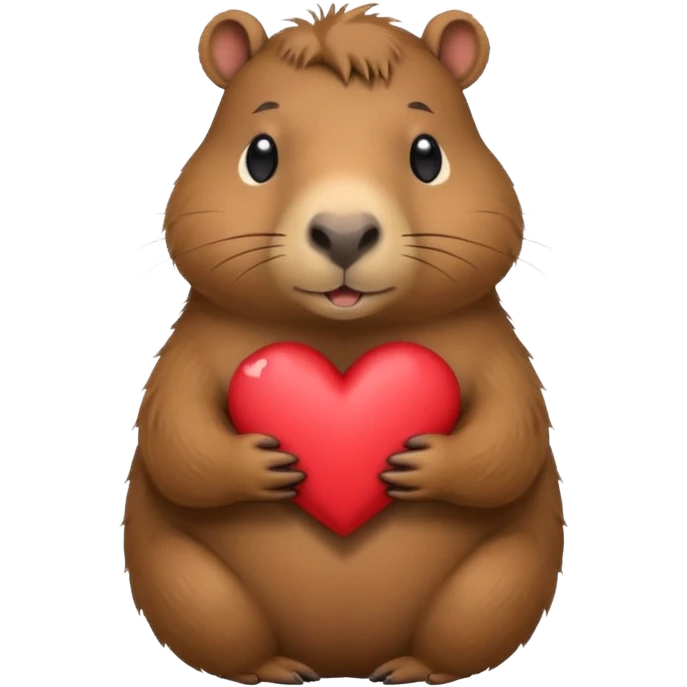 Capybara holding a heart emoji