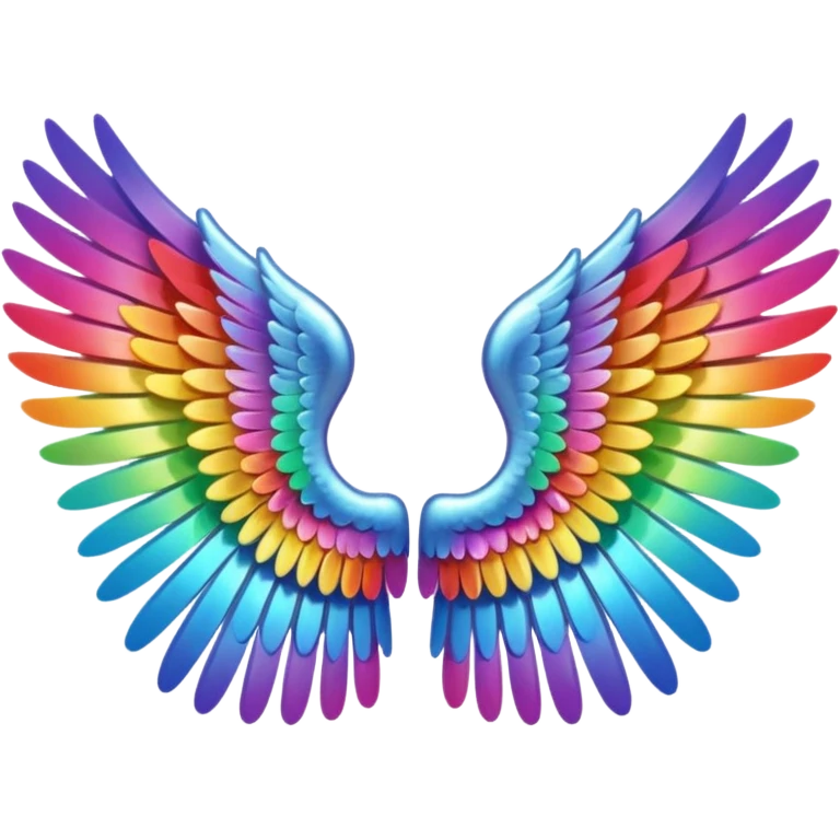 Rainbow angel wings. Left and right rainbow angel wings. Only wings. emoji
