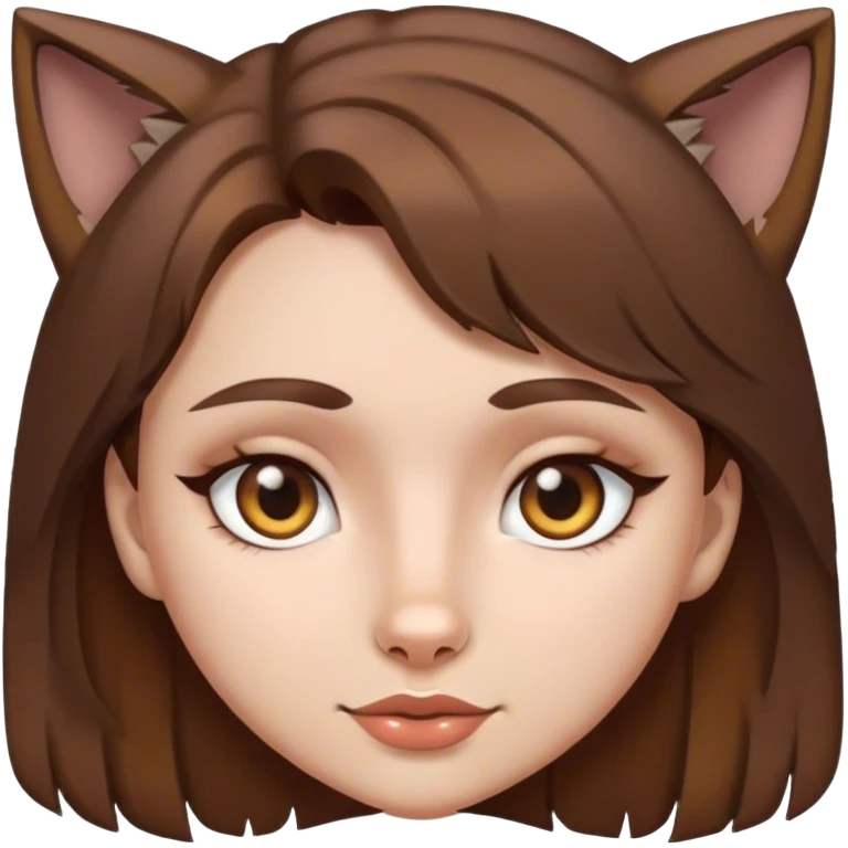 girl with wolf cut brown hair and hazel eyes  emoji