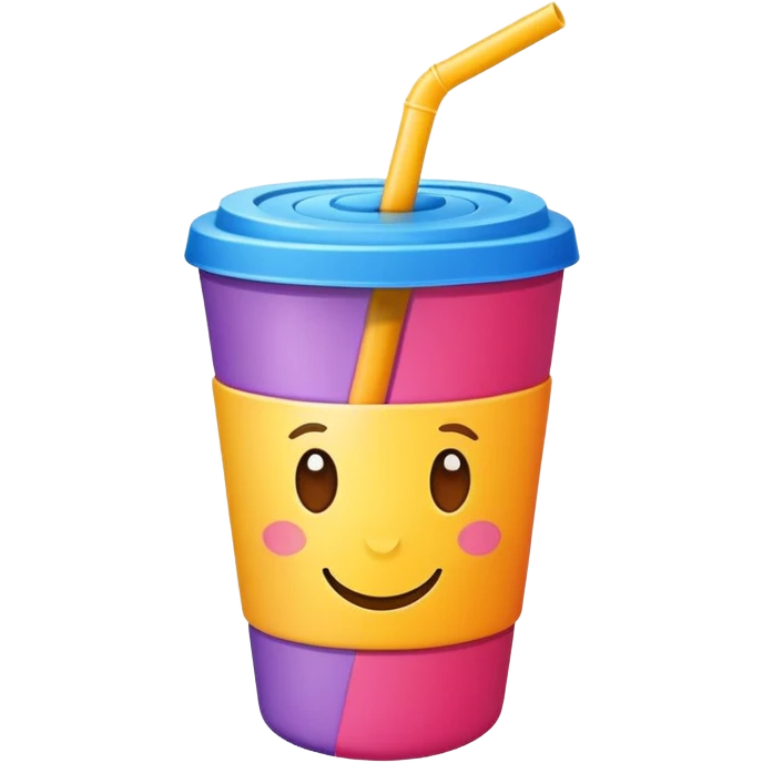 drink category icon, cup with straw, colorful and rounded, easy to recognize emoji