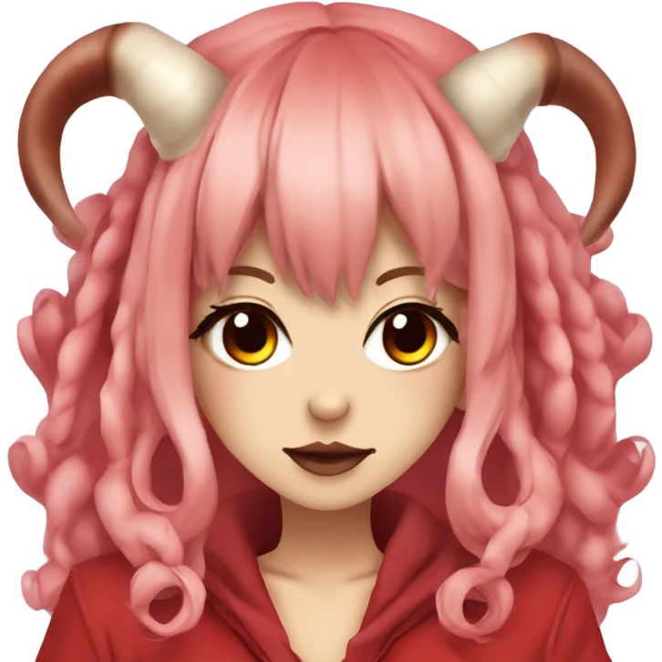 hime gyaru oni girl, red skin, horns emoji