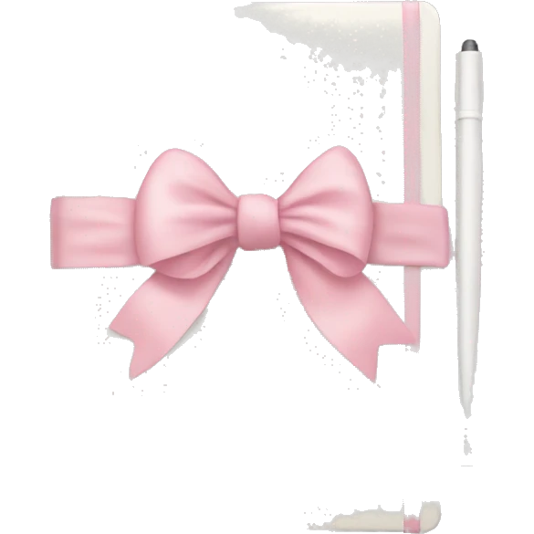 white notebook with a light pink bow emoji